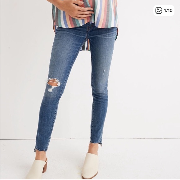 Madewell Distressed Blue Skinny Jeans - Picture 1 of 8